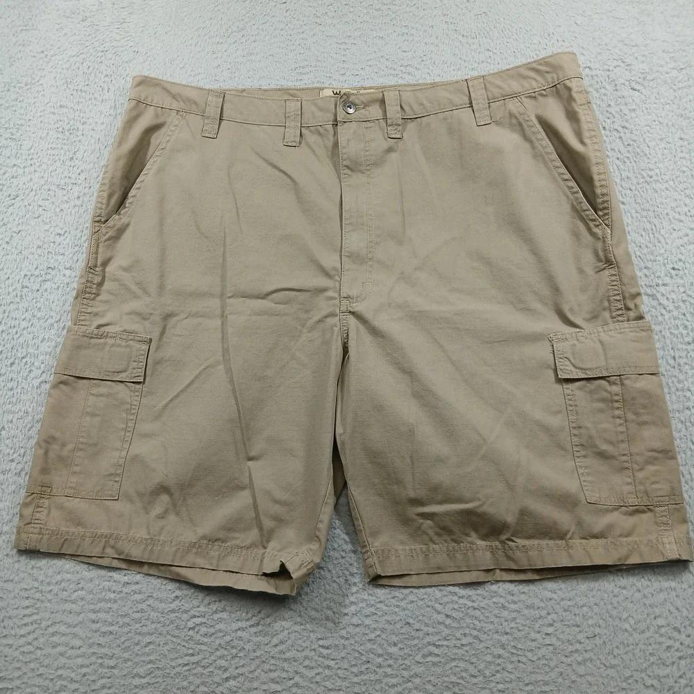 Wrangler Authentics Men's Cargo Shorts Size 46 Khaki Cotton Casual Pockets‎